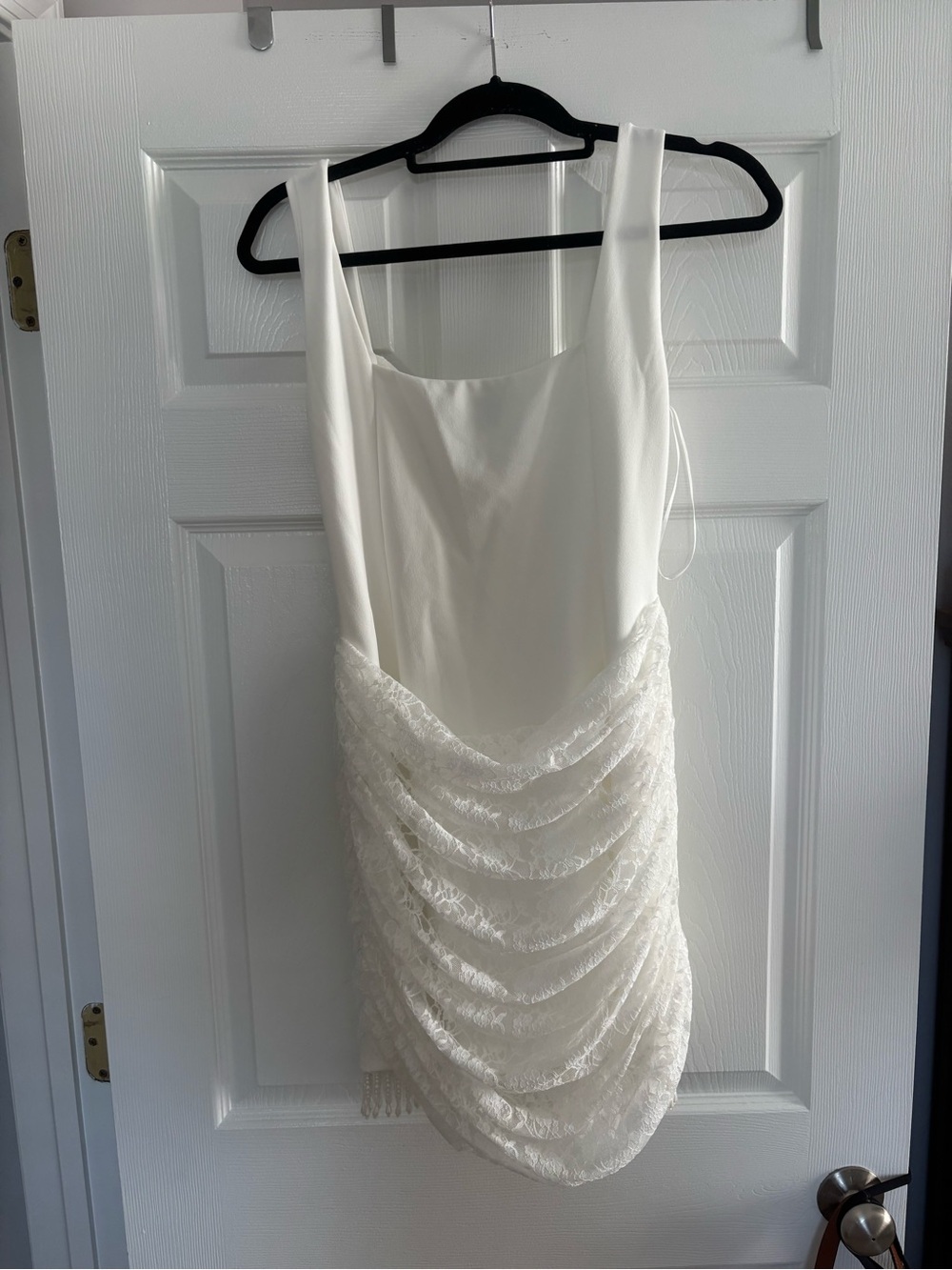 ASOS White Mini Dress with Square Neck and Tassel Trim - Picture 8 of 8